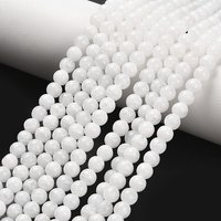 Brins de perles en jade blanc naturel, teint et chauffé, 4mm, 15-16 pouces — Perles à bijoux