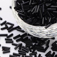 Perles Tubulaires en Verre Opaque, Noires, 6-8mm, 10000pcs/sac