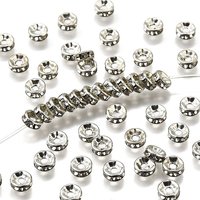 Perles d'Espace en Cristal Rhinestone de Grade A, Rondelle, Platine — Perles à bijoux