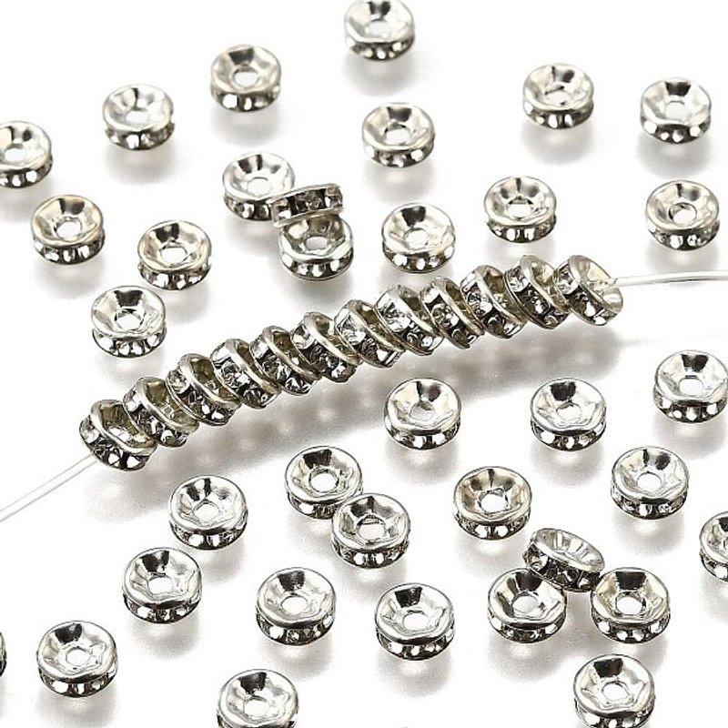 Perles d'Espace en Cristal Rhinestone de Grade A, Rondelle, Platine — Perles à bijoux