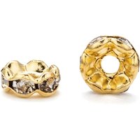 Brass Grade A Crystal Rhinestone Spacer Beads, Golden, 6x3mm — Jewelry Beads