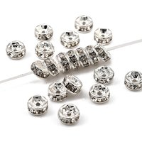Perles Intercalaires en Laiton avec Strass, Qualité AAA, Plaqué Argent — Perles à bijoux