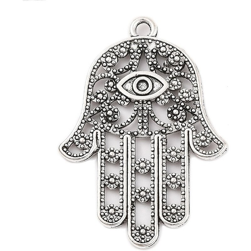 Pendentif Hamsa en alliage de style tibétain en argent antique — Breloques et pendentifs