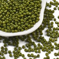 Perles en Verre Peintes au Four, Olive Drab, 3mm, Trou de 1mm — Perles à bijoux