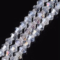 Brins de perles en verre, plaqué couleur AB, bicone facetté, 4x4mm — Perles à bijoux