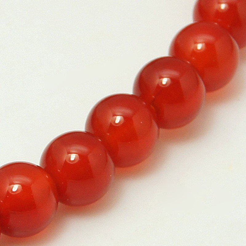 Fils de perles de cornaline naturelle, teints et chauffés, grade A, 8mm — Perles à bijoux