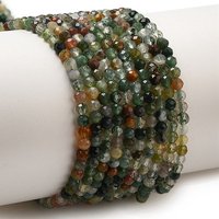 Brins de Perles d'Agate Indienne Naturelle, Facettées, Rondes, Colorées, 2mm