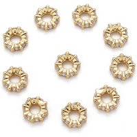 Perles Européennes en Zircon Cubique en Laiton, Rondelle, Dorées, 8x3mm — Perles à bijoux