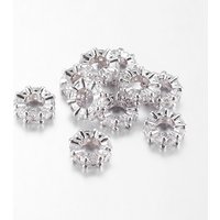 Perles Européennes Rondelle en Zircon Cubique en Laiton, Platine, 8x3mm — Perles à bijoux
