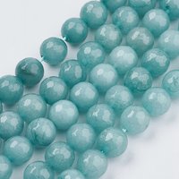 Brins de perles en jade blanc naturel, teinté, facetté, rond, 8mm, 48pcs — Perles à bijoux