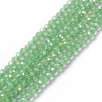 Brins de perles en verre électroplaqué, couleur AB, vert lime — Perles à bijoux