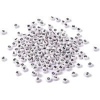 Perles de lettres blanches acryliques mixtes, 380pcs — Perles à bijoux