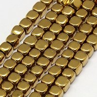 Electroplate Synthetic Hematite Cube Beads Strands, Grade A, 16 inch — Jewelry Beads