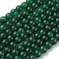 Brins de perles en verre craquelé, rondes, vert foncé, 8 mm, 31,4 pouces — Perles à bijoux