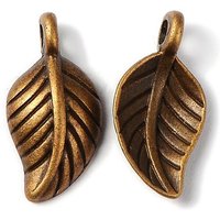Tibetan Style Alloy Leaf Pendants, Antique Bronze, Cadmium Free