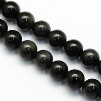 Fils de perles rondes en obsidienne naturelle, 6.5mm, 63pcs/fil, 15.5 pouces — Perles à bijoux