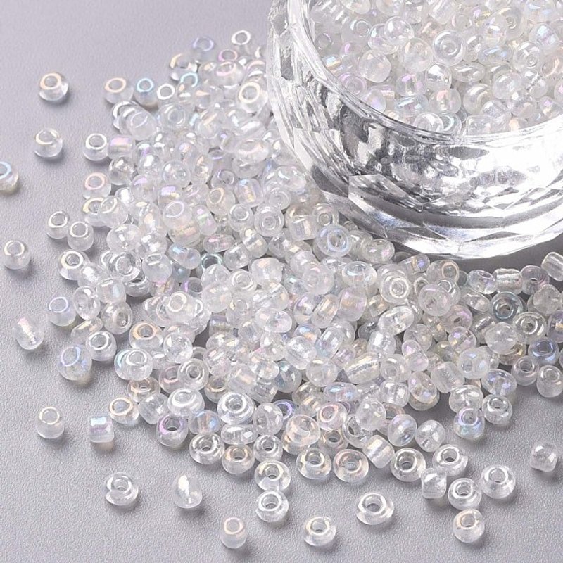 Round Glass Seed Beads, Clear, 3mm - 10000pcs/pound — Jewelry Beads