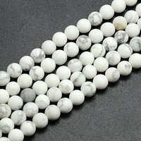Fils de perles rondes en howlite givrée, 4 mm, trou de 1 mm, 14,5 pouces — Perles à bijoux