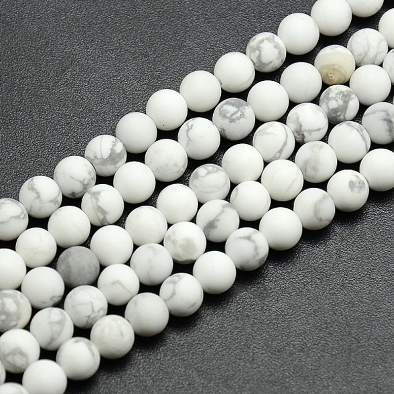 Fils de perles rondes en howlite givrée, 4 mm, trou de 1 mm, 14,5 pouces — Perles à bijoux