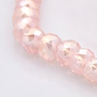 Brins de perles en verre rondelles plaquées couleur AB - Lavande Blush, 6x4mm