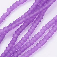 Brins de perles en verre transparent bleu violet, 4mm, 200pcs/str — Perles à bijoux