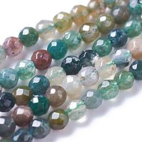 Brins de perles en agate indienne naturelle, ronds facettés, 3mm, 15 pouces — Perles à bijoux