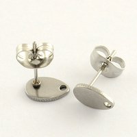 304 Stainless Steel Teardrop Stud Earring Findings with Loop — Jewelry Findings