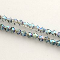 Electroplate Glass Bead Strands, Rainbow Plated, Medium Sea Green