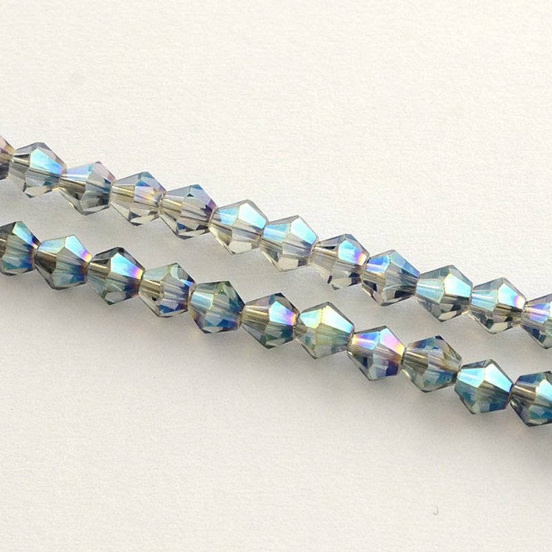 Electroplate Glass Bead Strands, Rainbow Plated, Medium Sea Green — Jewelry Beads