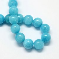 Natural Dyed Yellow Jade Bead Strands, Round, Dodger Blue, 10mm — Jewelry Beads