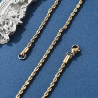 304 Stainless Steel Golden Rope Chain Necklace with Lobster Claw Clasp