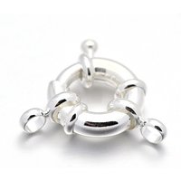 Rack Plating Brass Spring Ring Clasps, 925 Sterling Silver Plated — Jewelry Findings