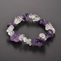 Chips Gemstone Beaded Stretch Bracelet, Amethyst, 50mm