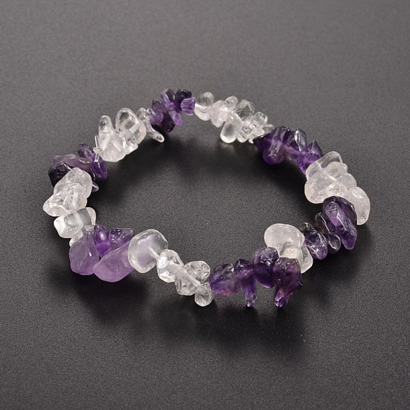 Bracelet extensible en pierres gemmes Chips, Améthyste, 50mm — Bracelet Femme