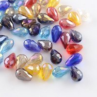AB-Color Teardrop Glass Beads, Faceted, Mixed Color, 7-8x6mm — Jewelry Beads