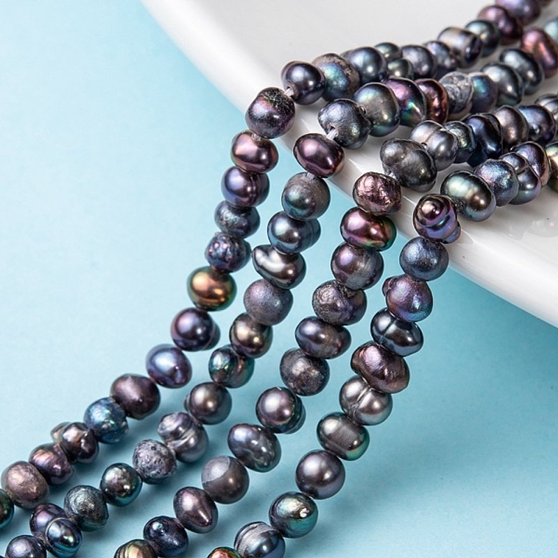 Brins de perles de culture d'eau douce naturelles, gris ardoise foncé — Perles à bijoux