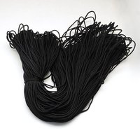 Cordes en polyester et spandex, 16 brins, noires, 2 mm, 100 m par paquet