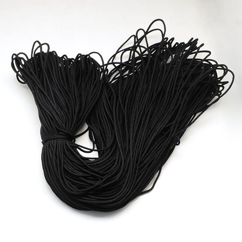 Cordes en polyester et spandex, 16 brins, noires, 2 mm, 100 m par paquet — Chaînes, fils et cordons