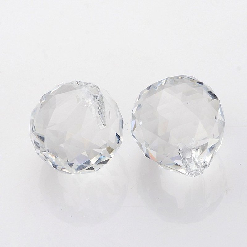 Pendants en Verre Ronds Facettés, Clairs, Longueur 23-25mm — Breloques et pendentifs