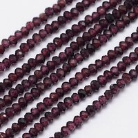 Faceted Rondelle Natural Garnet Bead Strands, 3x2mm, 144pcs