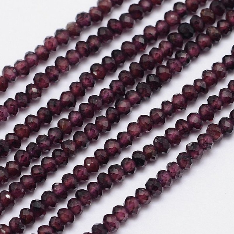 Fil de perles facettées en grenat naturel, 3x2mm, 144pcs — Perles à bijoux