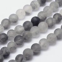 Brins de perles rondes en quartz nuageux givré, 8 mm, 15 pouces — Perles à bijoux