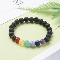 Chakra Natural Lava Rock Beaded Stretch Bracelet with Gemstone Beads