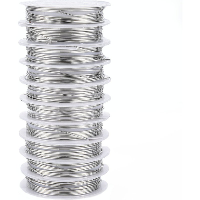 Fil de Bijoux en Cuivre Rond, Platine, 18 Gauge, 5.9 Pieds par Rouleau — Chaînes, fils et cordons