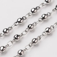304 Stainless Steel Ball Link Chains, Soldered, 32.8 Feet Roll
