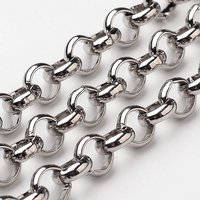 304 Stainless Steel Rolo Chains, Belcher Chain, Unwelded, 32.8 Feet