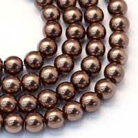 Baking Painted Pearlized Glass Round Bead Strands, Saddle Brown — Jewelry Beads