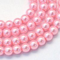 Brins de perles rondes en verre perlé peint, rose, 8-9mm — Perles à bijoux