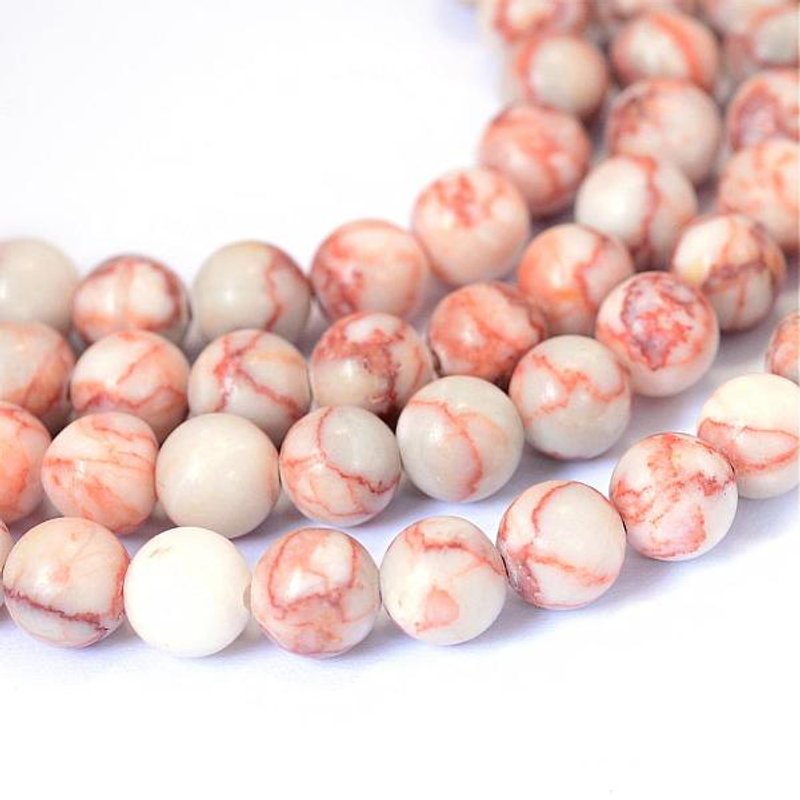 Brins de perles rondes en netstone rouge naturel, 6-6.5mm, 15 pouces — Perles à bijoux