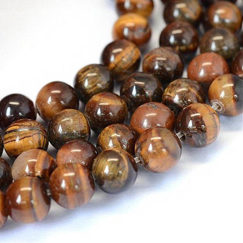 Fil de perles rond en œil de tigre naturel de grade AB, 10-10.5mm — Perles à bijoux